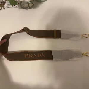 Prada Brown Logo Strap with Gold Accents